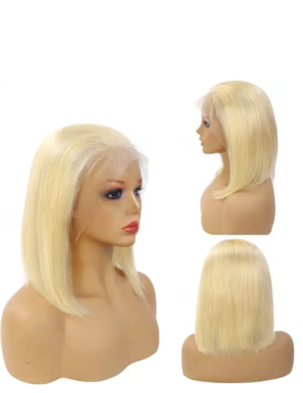 13x4 Transparent Lace Frontal 613 Human Hair Blonde Bob Wig